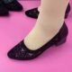 Spring and Summer Soft Leather Women's Shoes Mid-heel Breathable Single-layer Shoes Women's Rhinestone Dance Shoes Mother Shoes Hollow Mesh Leather Shoes Mother Shoes