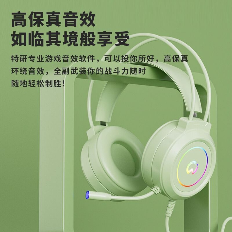 Computer Headset with Microphone, Gaming Headset, USB Wired, for Laptops, Mobile Phones, Tablets, with Light Computer Headset with Microphone, Gaming Headset, USB Wired, for Laptops, Mobile Phones, Tablets, with Light