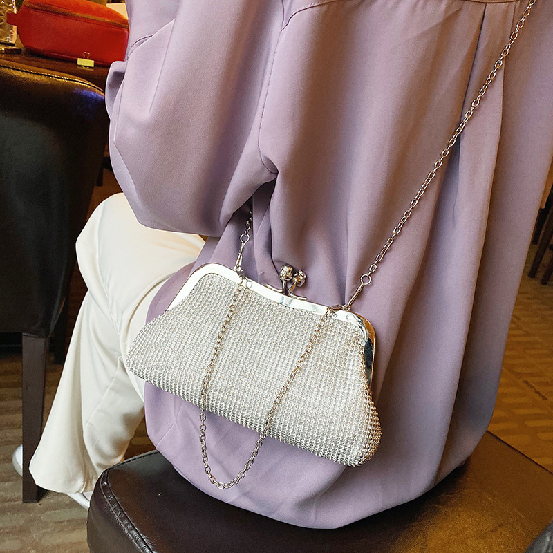 Niche Rhinestone Mini Bag Amazon Best-Seller Women's Handheld Mesh Diamond Evening Bag Sparkling Diamond Party Dress Bag - Thumbnail 4