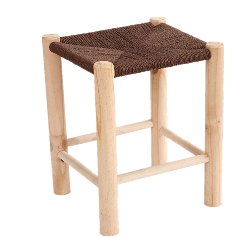 Household Leisure Hand-Woven Small Stool Simple Shoe-Changing Square Stool Dressing Stool Manufacturer Direct Sales Dining Table Stool Chair
