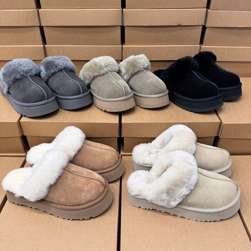 Sangpo Thick-Soled Wool Closed-Toe Women's Slippers, Star Wool Thick-Soled Slippers, Star Slippers, Furry Home Wool Slippers