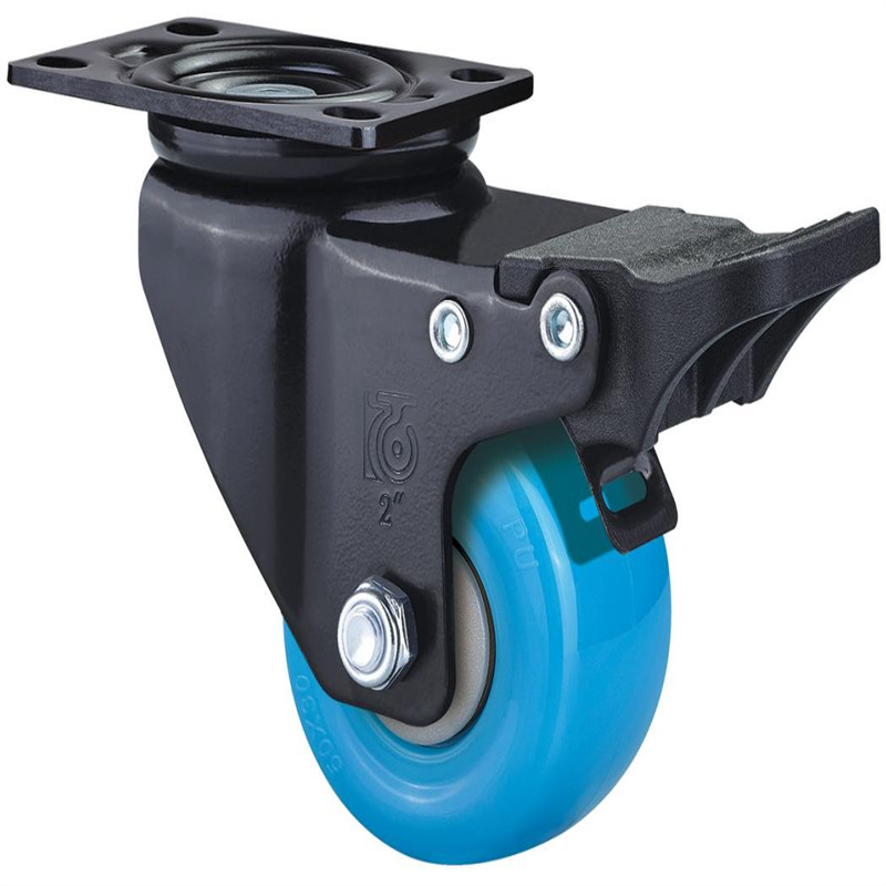 Manufacturer Supplies Pulleys 1.6inch 2inch Universal Directional Wheel with Brake Belt Bearing Polyurethane Pu Mobile Roller