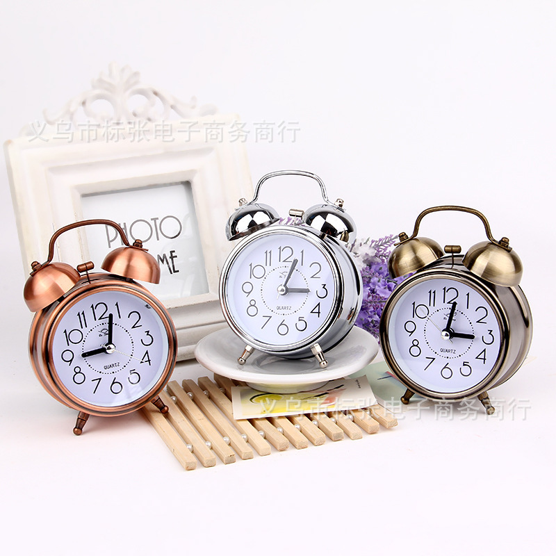 Creative retro metal bell alarm clock 3 inch mute clock student bedroom bedside luminous clock manufacturers wholesale Creative retro metal bell alarm clock 3 inch mute clock student bedroom bedside luminous clock manufacturers wholesale