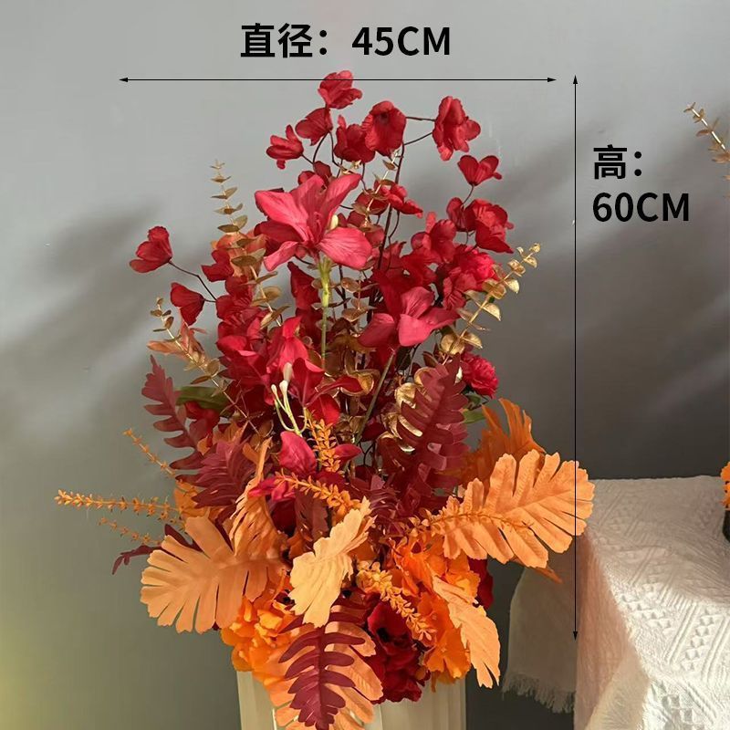 升级大尺寸订婚仿真花排花仿真绢花成品装饰尤加利花排台路婚礼|undefined