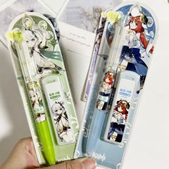 Pencil Set Cartoon Game Genshin High-Quality INS Cartoon Student Stationery 0.5mm Sharpenless Mechanical Pencil Lead
