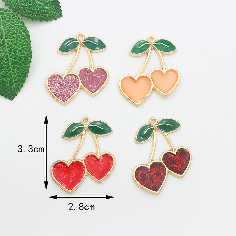 10 PCS/Package Quantity 10 PCS/Package 23*26mm Alloy Cherry Fruit Pendant