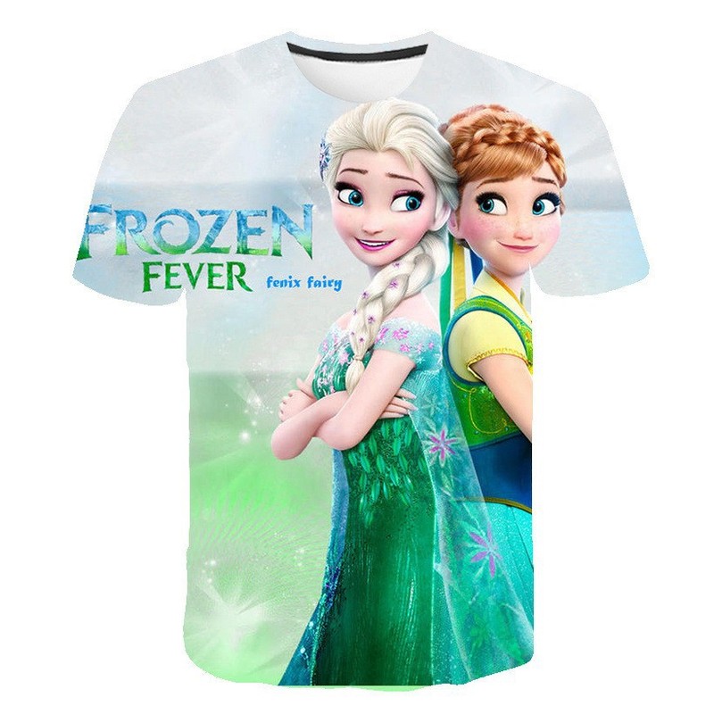 クロスボーダー夏アニメコスプレyアナと雪の女王子供服周辺3dデジタルプリント半袖tシャツ|undefined