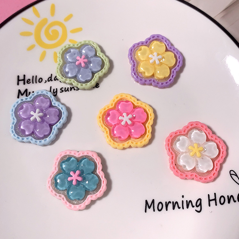 Doble capa de brillo fino accesorios de resina de flor pequeña caja de teléfono celular crema pegamento DIY cabello cabeza cuerda taza de agua material colgante hebilla de zapatos