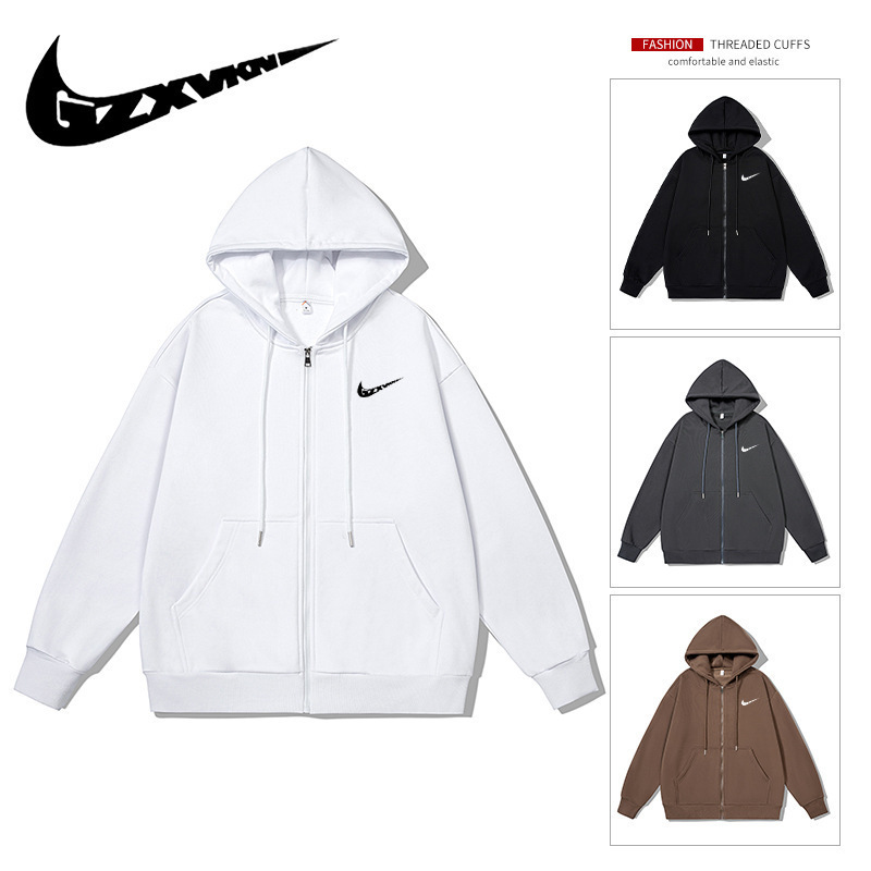 Spring and Autumn Zipper Cardigan Washed Men's and Women's Hooded Sweater Casual Sports Jacket Hooded Sweater Jacket Men's and Women's Fashion