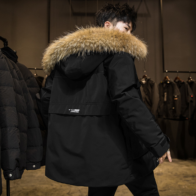 Men's Clothing cotton jacket with hood and raccoon fur collar new winter jacket_voghion.com