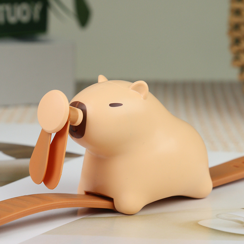 新しい Capy ハンドヘルド小型ファンカピバラウォッチファンポータブル小型ミニ USB 充電式扇風機|undefined