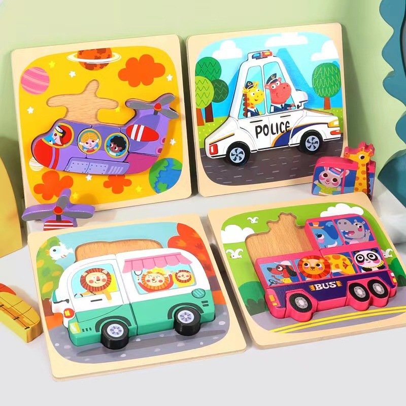 Weiwei Tiger Wood Animal Puzzle Niños 3D 3D 3D Avanzado Puzzle Puzzle para niños 0-3 Juguetes educativos de educación temprana