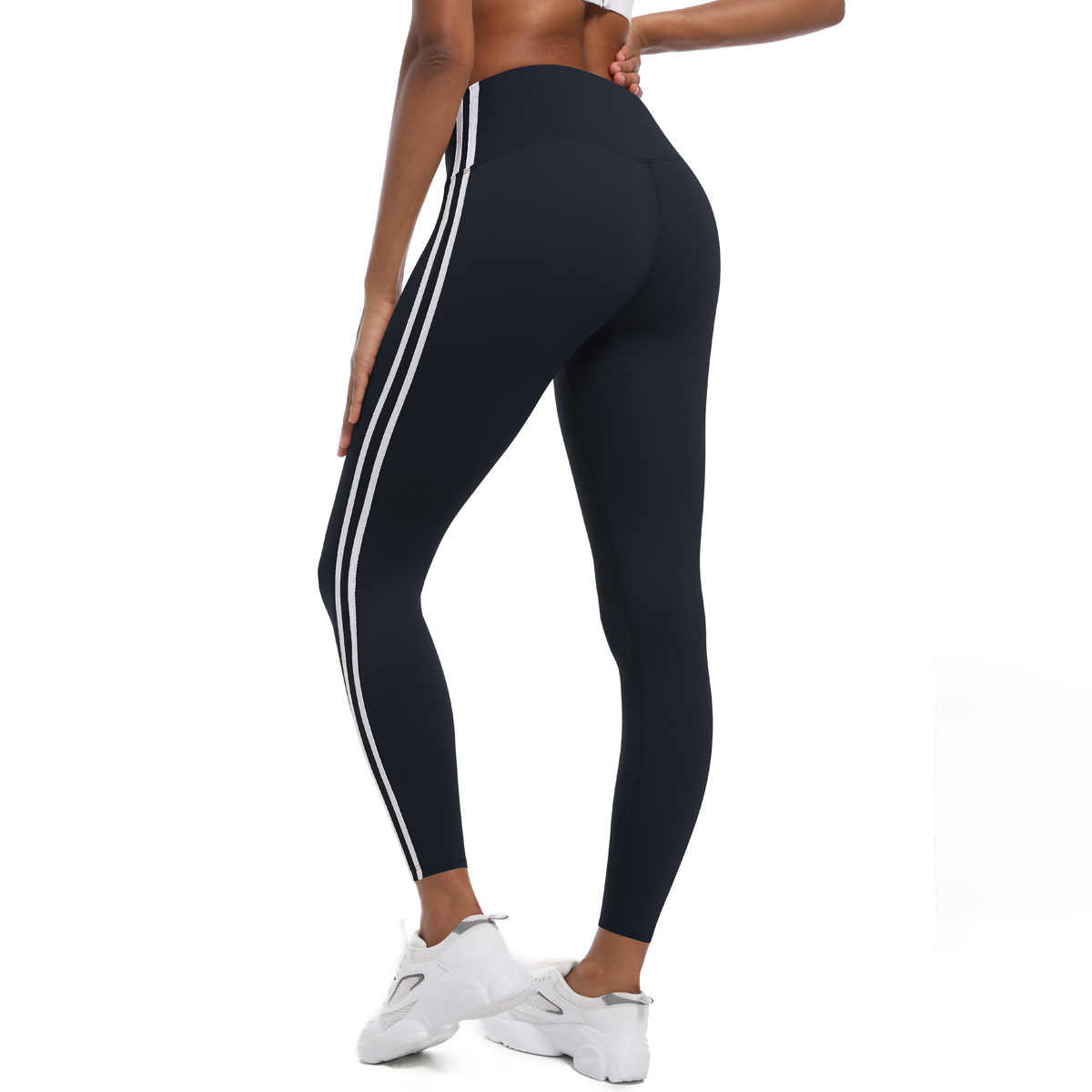 210g Weight Sleeveless Sleeve Length Nylon Fabric Type Short Top Length Leggings Pants Type Running, Sports Occasion Collarless Neckline Stripe Pattern Side Stripe Design Fitness, Sport Style Style Fitness Sport Style Stripe Nylon Collarless Side Stripe Active Bottoms Leggings 11
