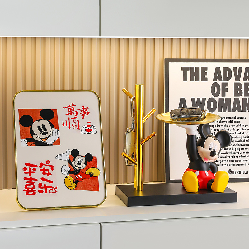 Dibujos animados lindo Mickey en el hogar, marco para llaves, decoración, bandeja de almacenamiento, sala de estar, armario de porche, armario de zapatos, decoración de Mickey Mouse