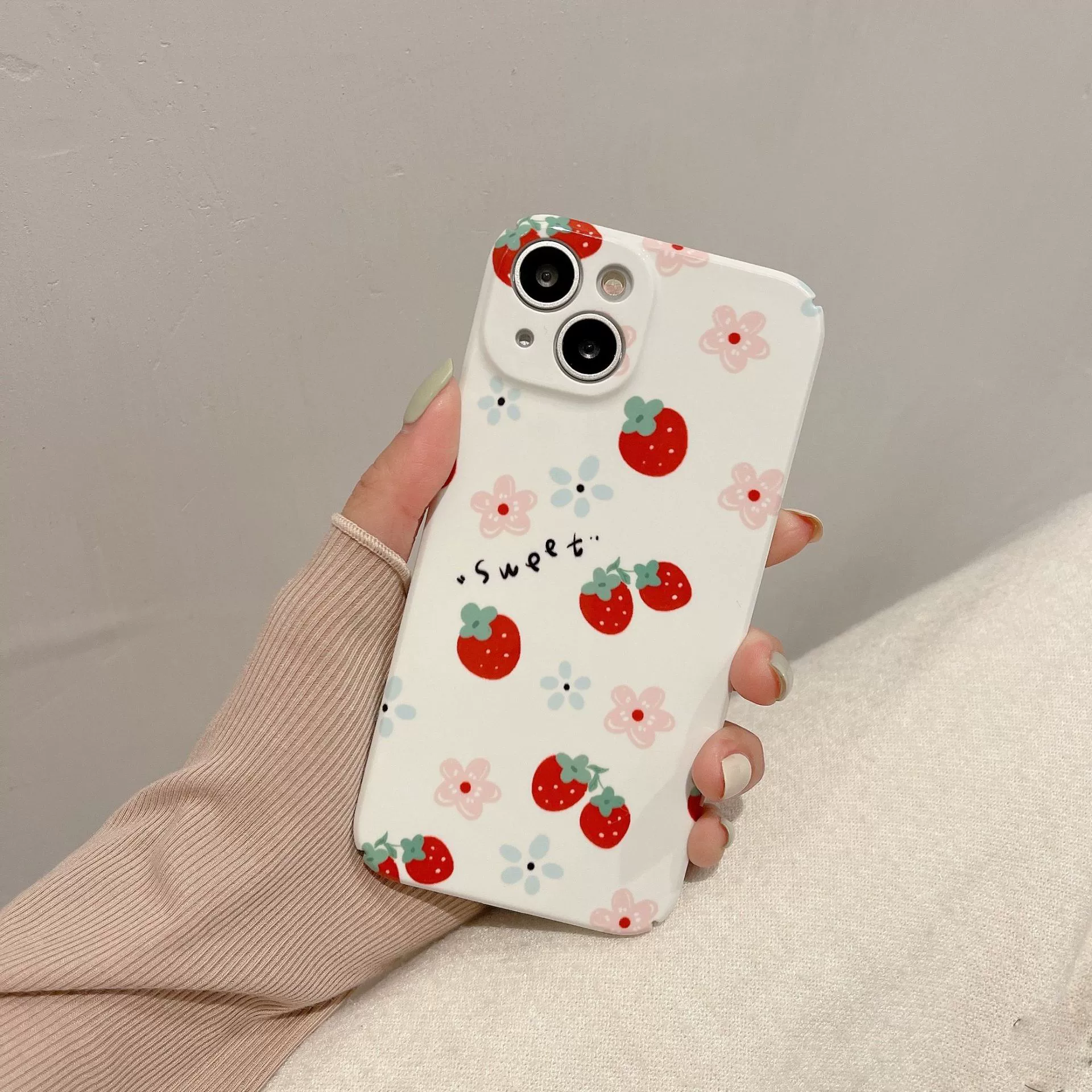 Яблоко, клубника, iPhone 14, мультяшный милый чехол для телефона, цветочный, iphone, 17примакс