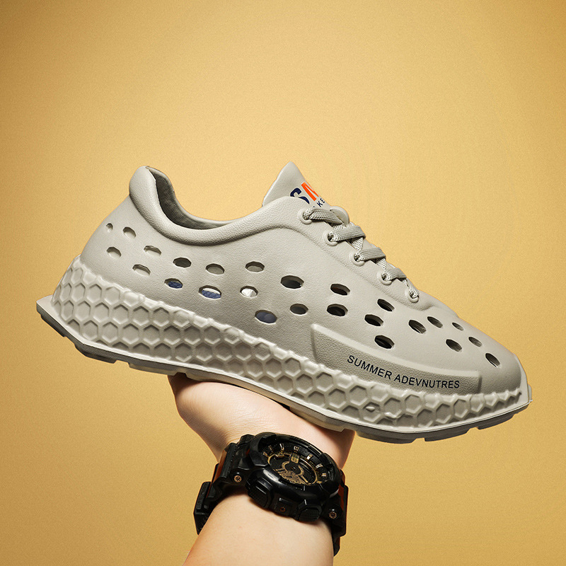 Comfortable Couple's Clogs, Summer Non-Slip Top Quality Outdoor Beach Sandals, Men's Hollow Breathable Closed-Back Slippers_voghion.com