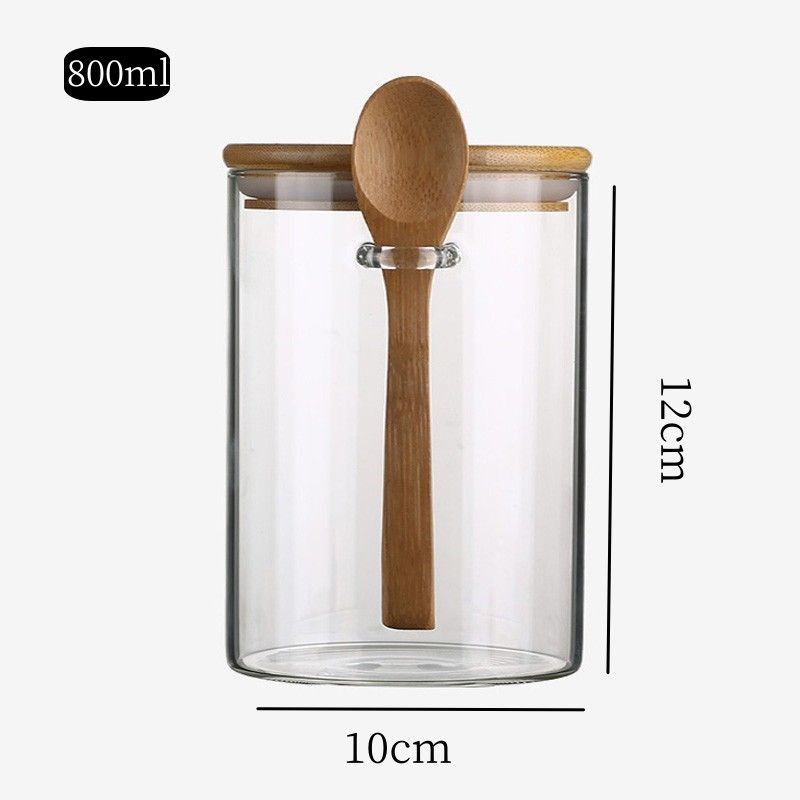 Tanque de sellado de vidrio transparente de alto borosilicato con tapa de granos granos granos de café lata de almacenamiento de vidrio lata de té impresa logotipo