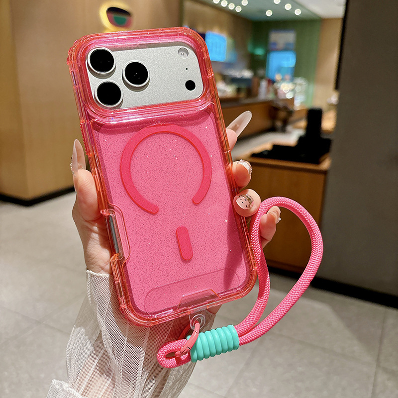 Funda Magnética con Brillo para iPhone 17 18 Pro Max y Apple 16 de TPU Tres en Uno Anti-caída