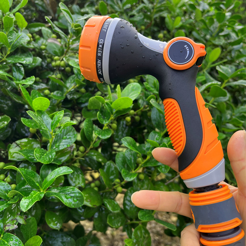 10 Función de riego de jardín pistola de agua de riego de jardín artefacto regar las verduras rociador ABS pegamento-recubierto de lavado de coches pistola de agua image 4