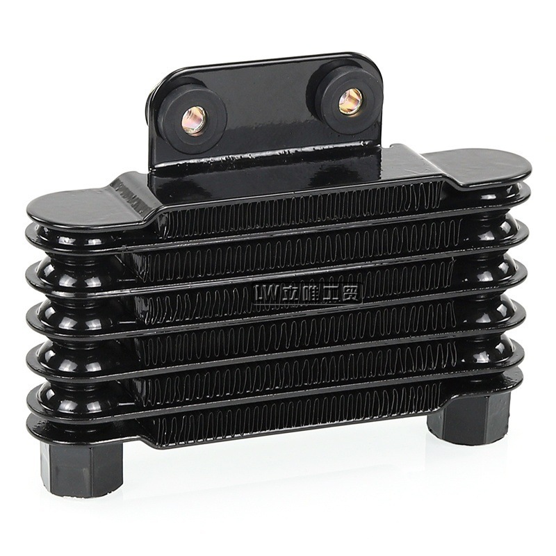 摩托车踏板车发动机改装铝制油冷器通六层用机油散热器M12接口