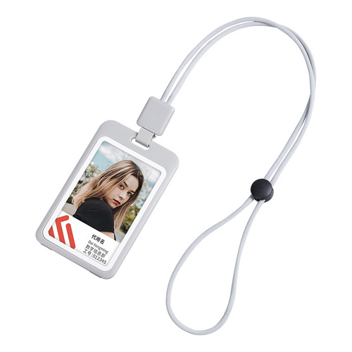 Qiuyu double-sided transparent card holder work card identification card retractable chest card ID card easy-pull buckle