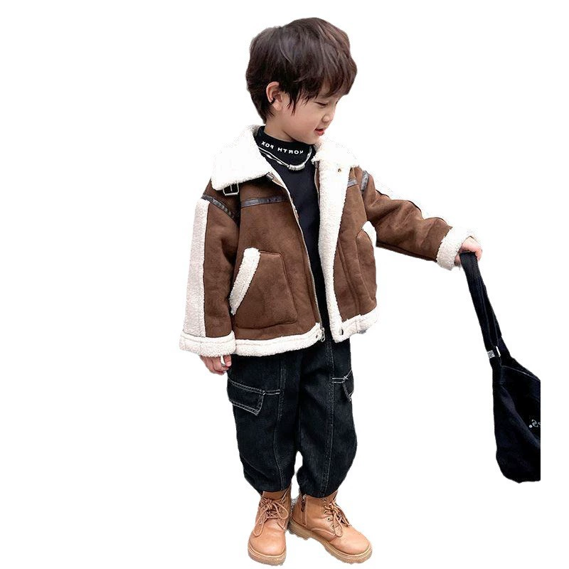 Children's demi-season keep warm winter jacket for boys, increased thickness, western style