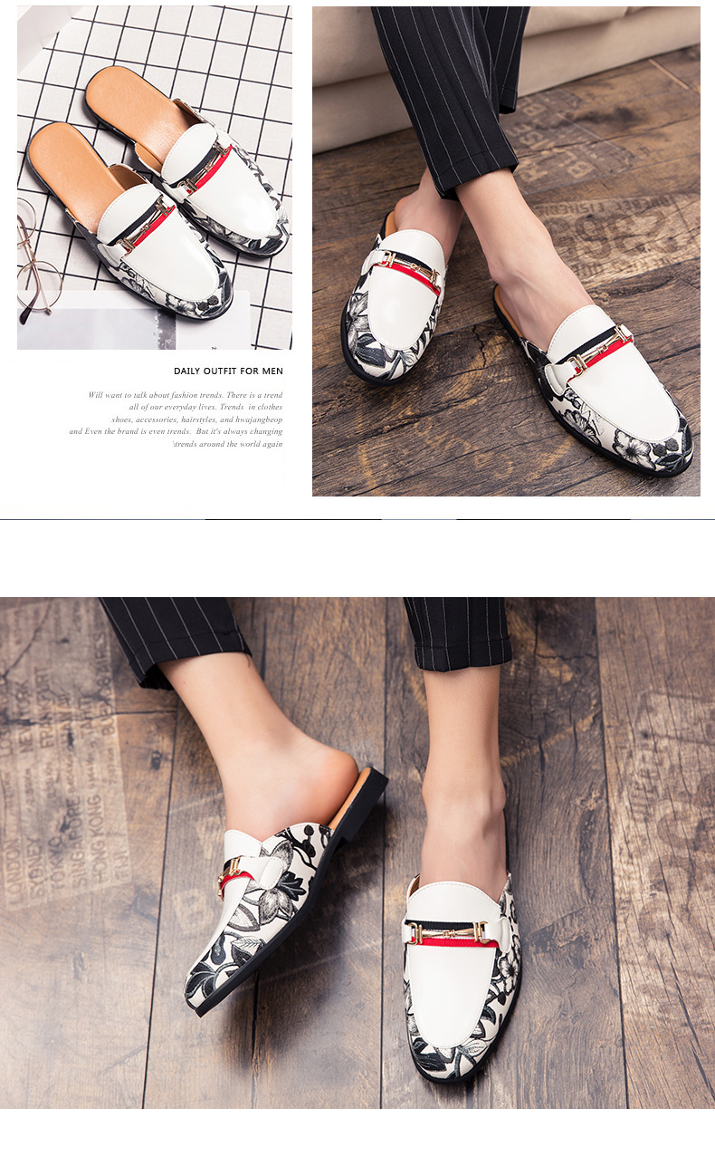 Men's Leather Mules Stylish Casual Closed Toe Slippers Summer_voghion.com