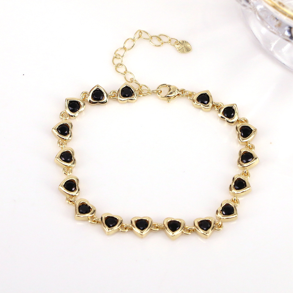 Fashion Heart Shape Copper Bracelets Gold Plated Zircon Copper Bracelets