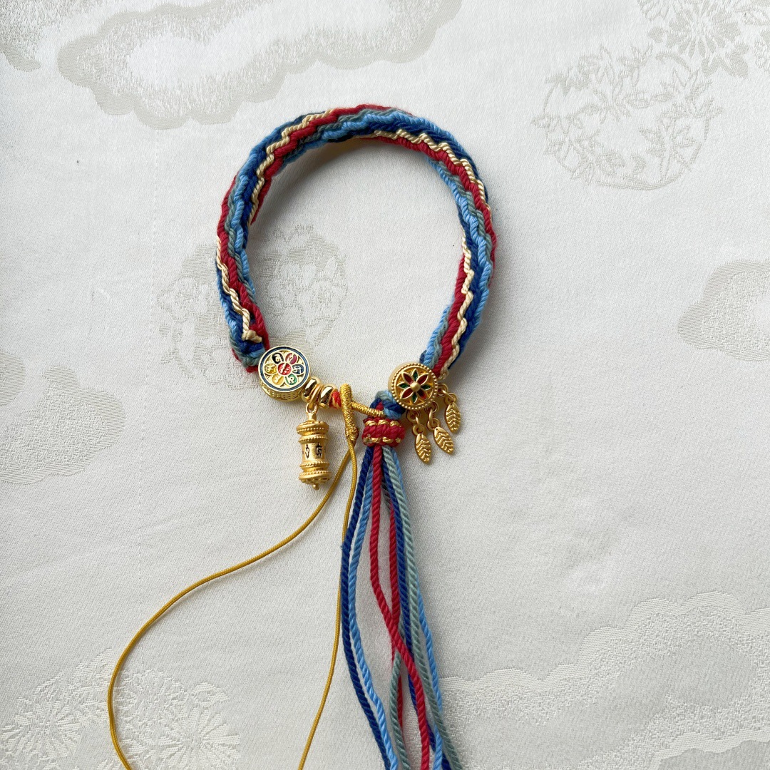 Mano tejida estilo Xizango mano cuerda zachilam mano cuerda verde madre cinco maestro thangka pulsera Xizanga mano cuerda regalo femenino