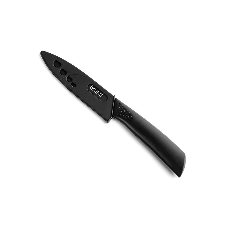 Cuchillo de frutas negro antideslizante + funda de cuchillo