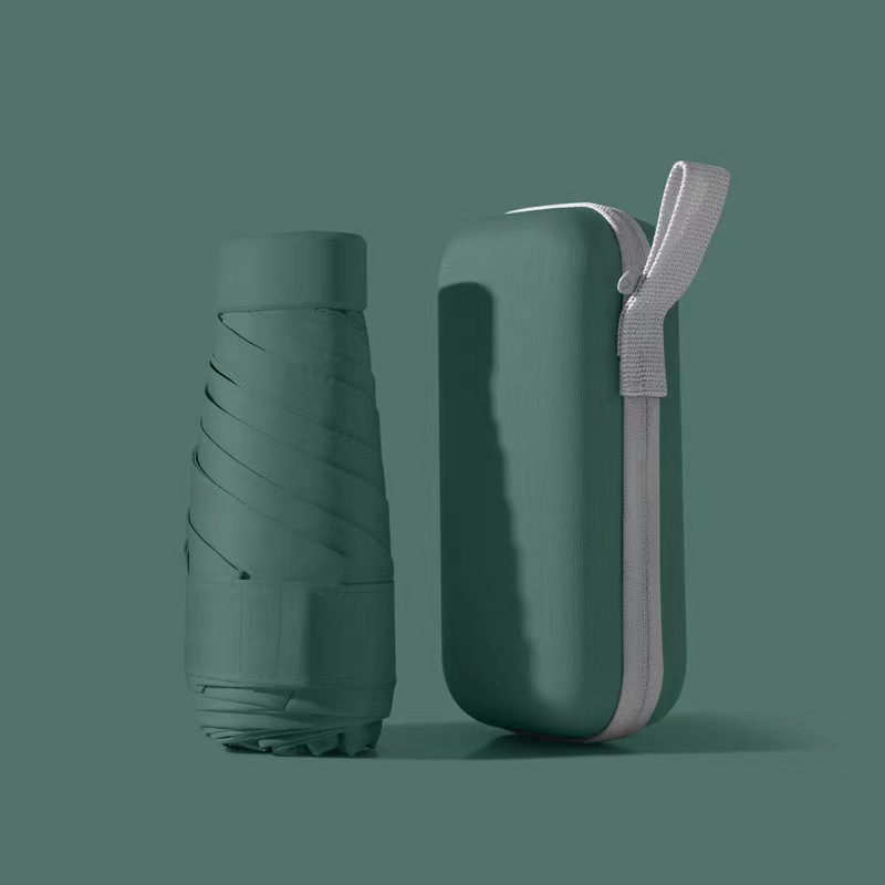 Paraguas de seis pliegues verde oscuro