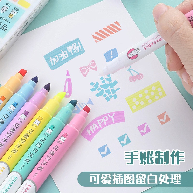 Puntero de resaltado borrable creativo de graffiti de color bolígrafo de escritura de PVC para estudiantes marcadores de resaltado multicolor
