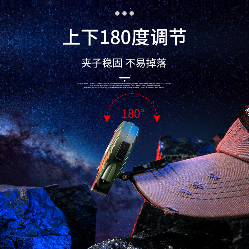 Transfronterizo nuevo clip de tapa de inducción faro LED multifunción mini linterna portátil luz de trabajo luz fuerte carga pesca nocturna