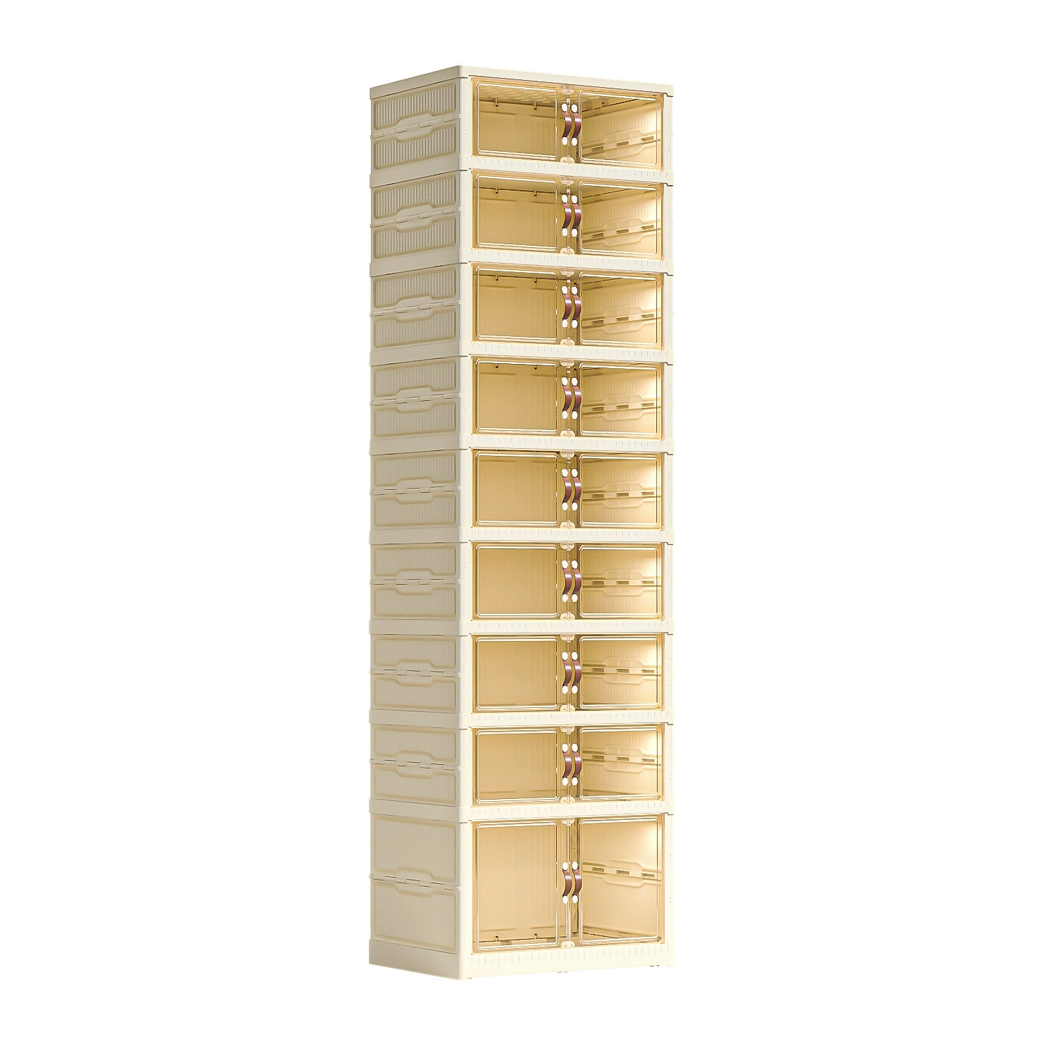 Shoe cabinet large double-row, transparent PET plastic, installation-free foldable storage, multiple sizes