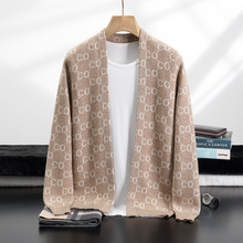 秋冬新款羊绒衫男士开衫山羊绒提花开衫加厚针织大码毛衣打底衫潮