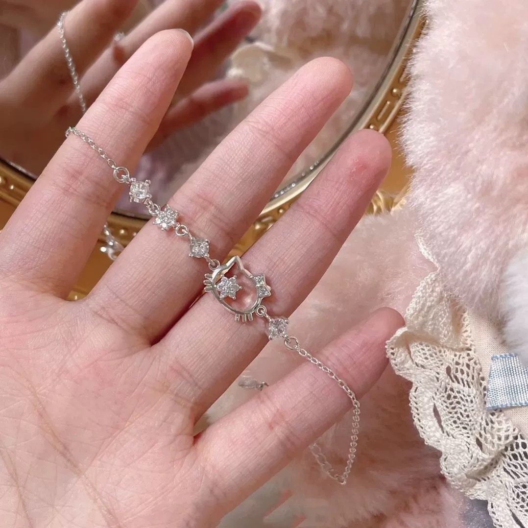 hellokitty凱蒂貓手鍊百搭可愛ins風哈嘍kt貓手鍊鑲鑽手飾2024年