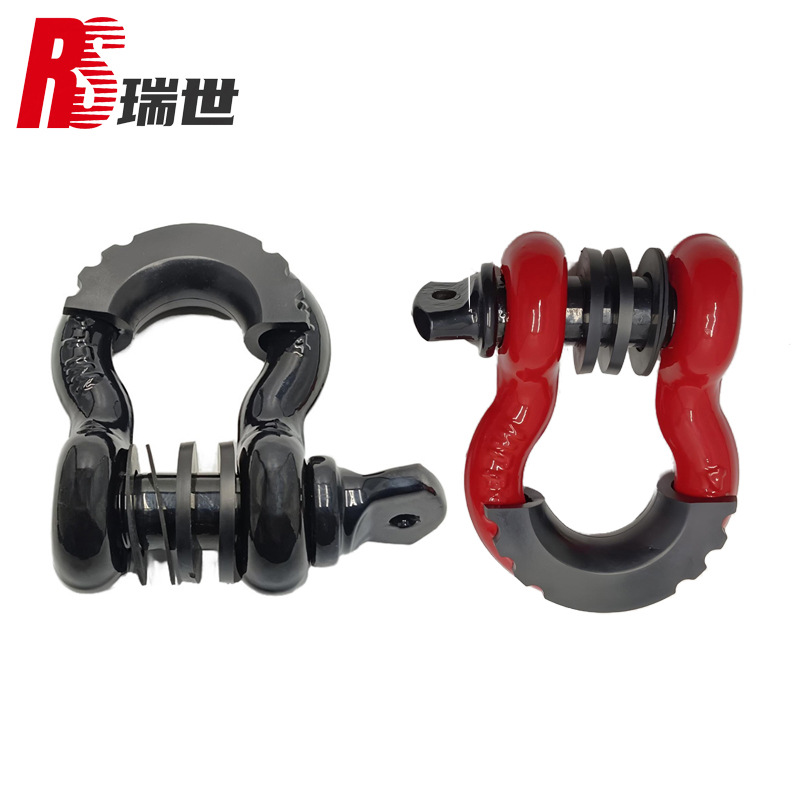 厂家现货供应4.75T越野车拖车防盗卸扣喷塑红色防盗大号3/4U型钩