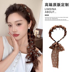 女性用水玉リボンヘッドバンド、洗顔用滑り止めヘッドバンド、高級感圧ヘアピン、前髪、切れ毛、歯付きヘアバンド、ヘッドバンド