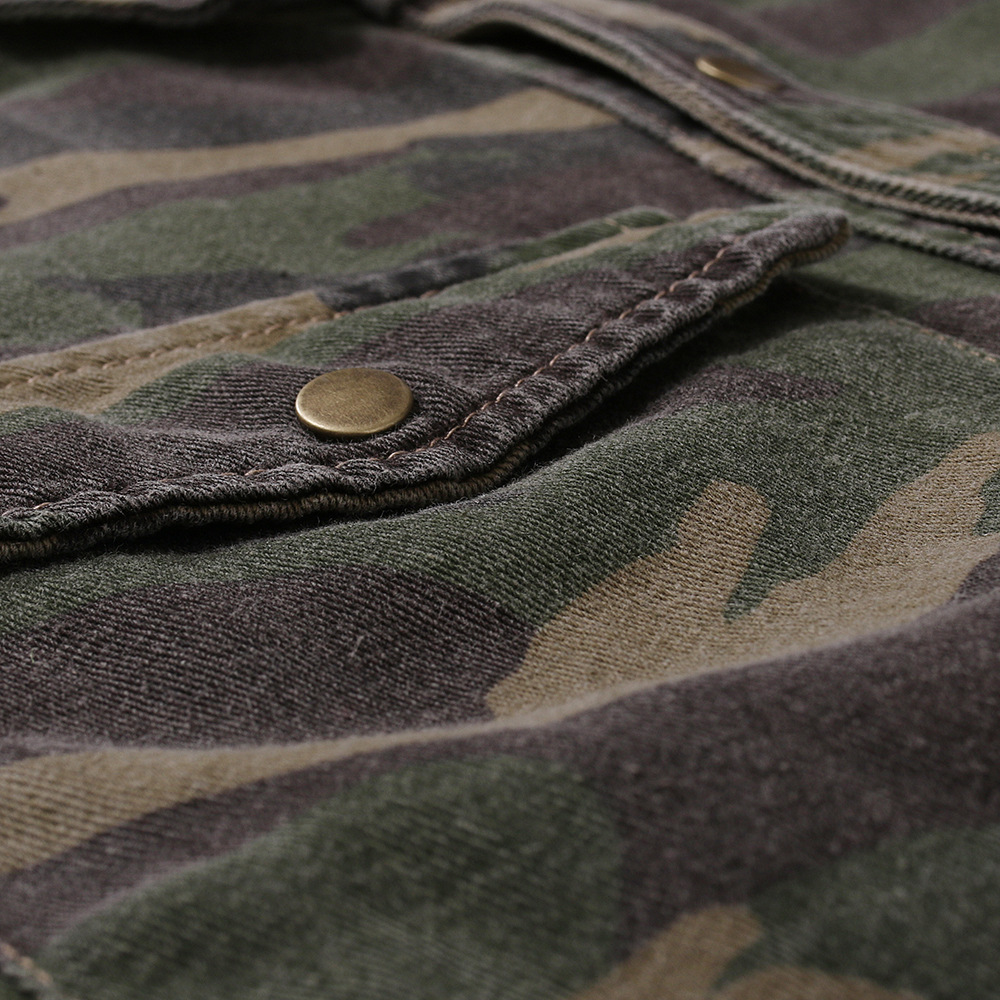 Camicia militare in jeans camouflage a maniche lunghe uomo_voghion.com