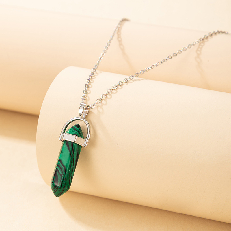 European and American new necklace multicolor bullet necklace personality single layer hexagonal col