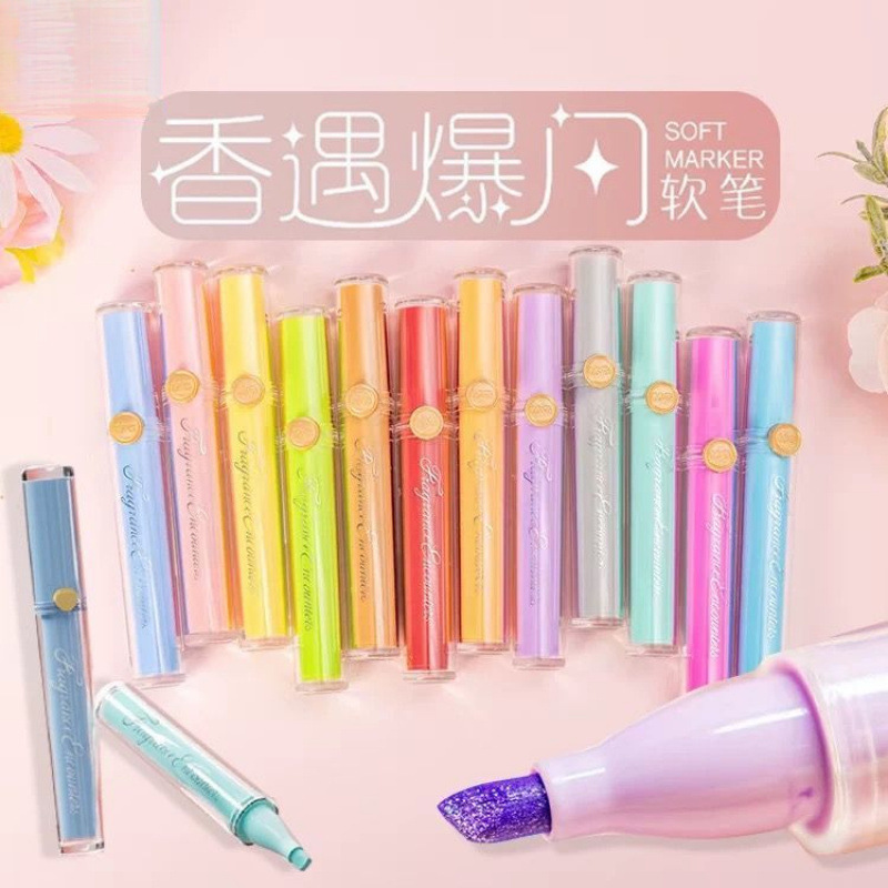 カラフルなフラッシュマーカーリップグレーズ外観新しいグリッターフレグランスハイライターノートキーノート|undefined