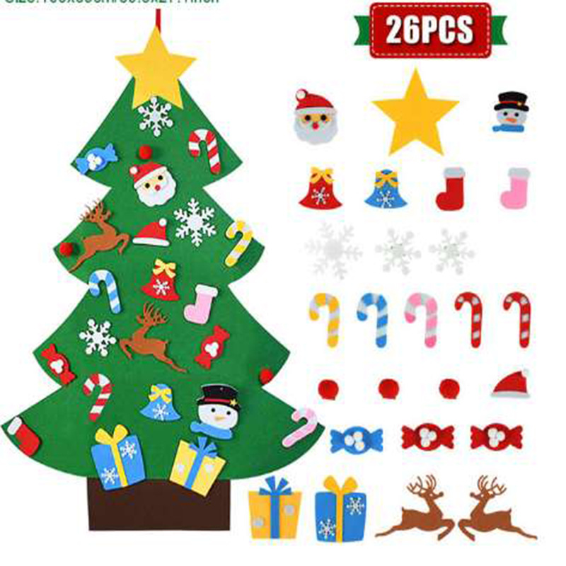 跨境厂家毛毡圣诞树卡通节日毛毡挂饰儿童DIY立体圣诞树装饰现货