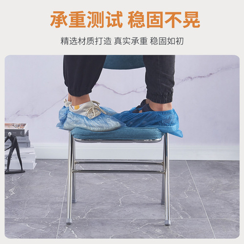 Vintage dining chair, restaurant folding chair, corduroy red chair, hot pot restaurant waiting chair, metal electroplated office backrest stool