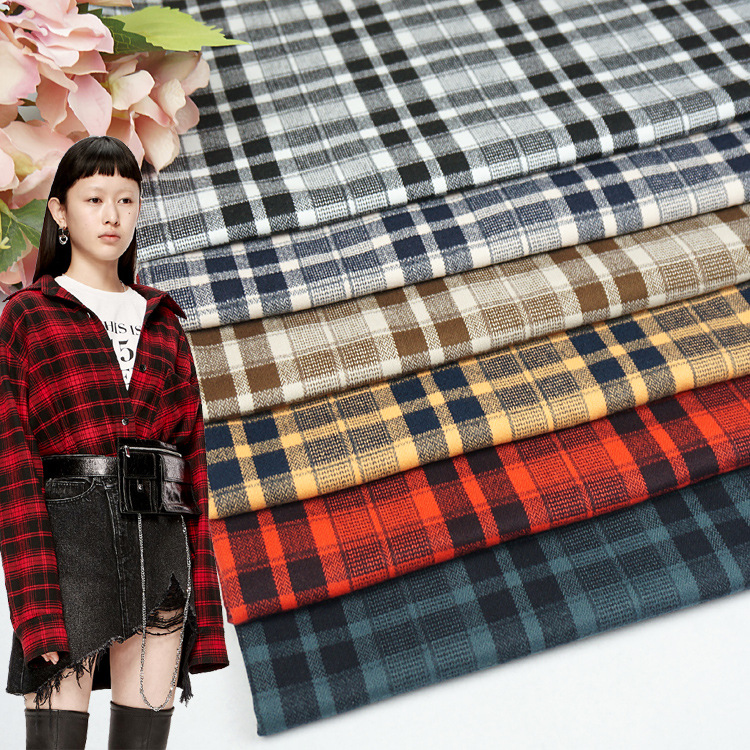 现货TR磨毛衬衫格子布 加厚西装套装时装面料 秋冬休闲服半裙布料