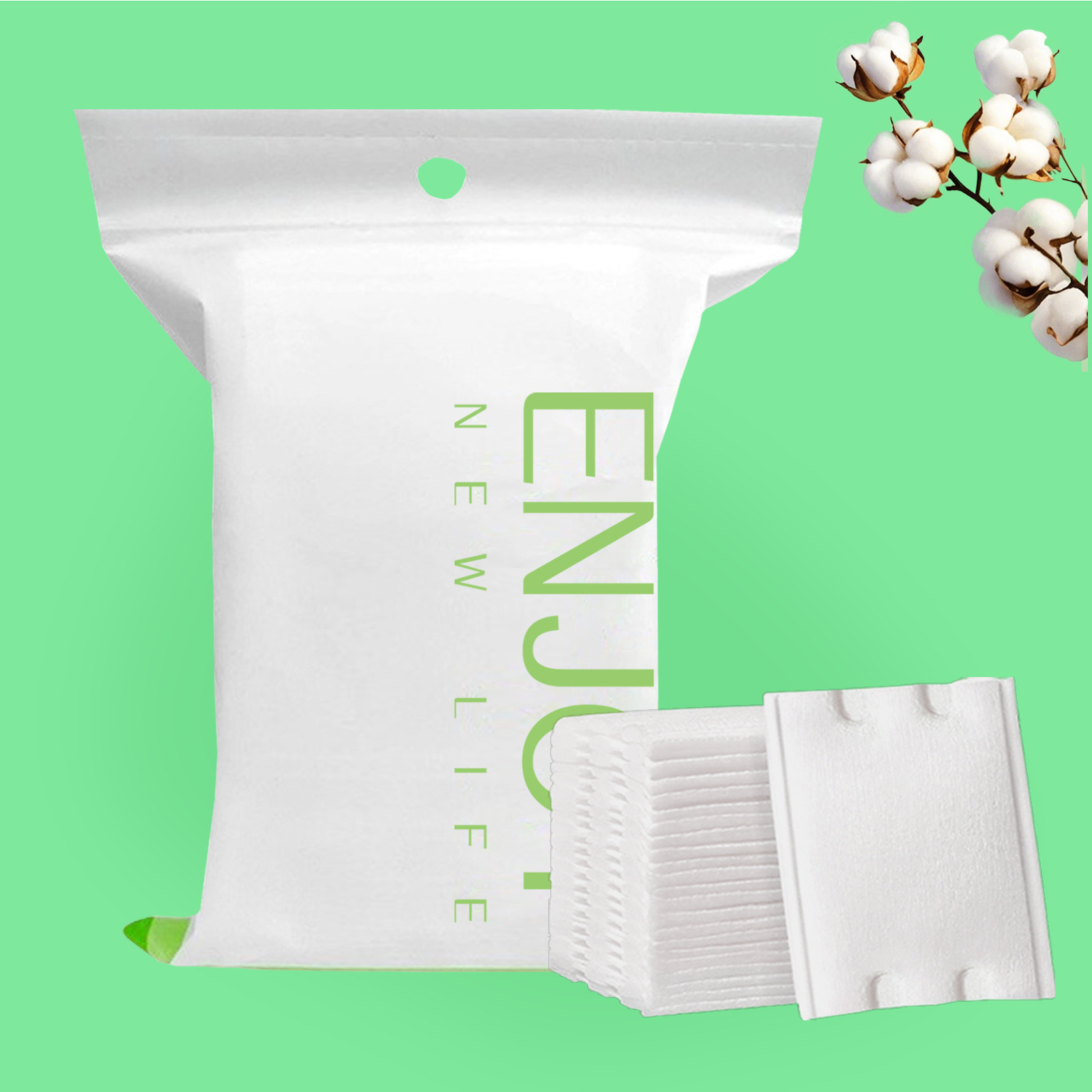 Una hoja de algodón desechable, algodón grueso, limpieza facial, algodón especial, bolsa gruesa, paquete portátil de 50 piezas.