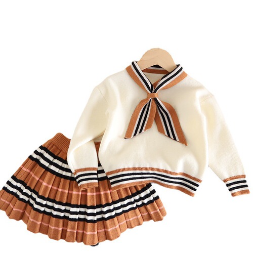 Set of Girl's Sweater and Skirt  New Arrival Korean Style Fashion Cute Baby Girl College Style Princess Knit Two-Piece Set