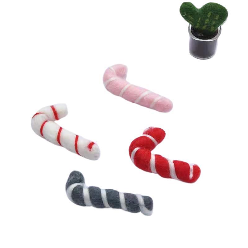 Y8Y圣诞树装饰圣诞老人拐杖diy手工发饰配件拐杖羊毛毡戳戳乐成品