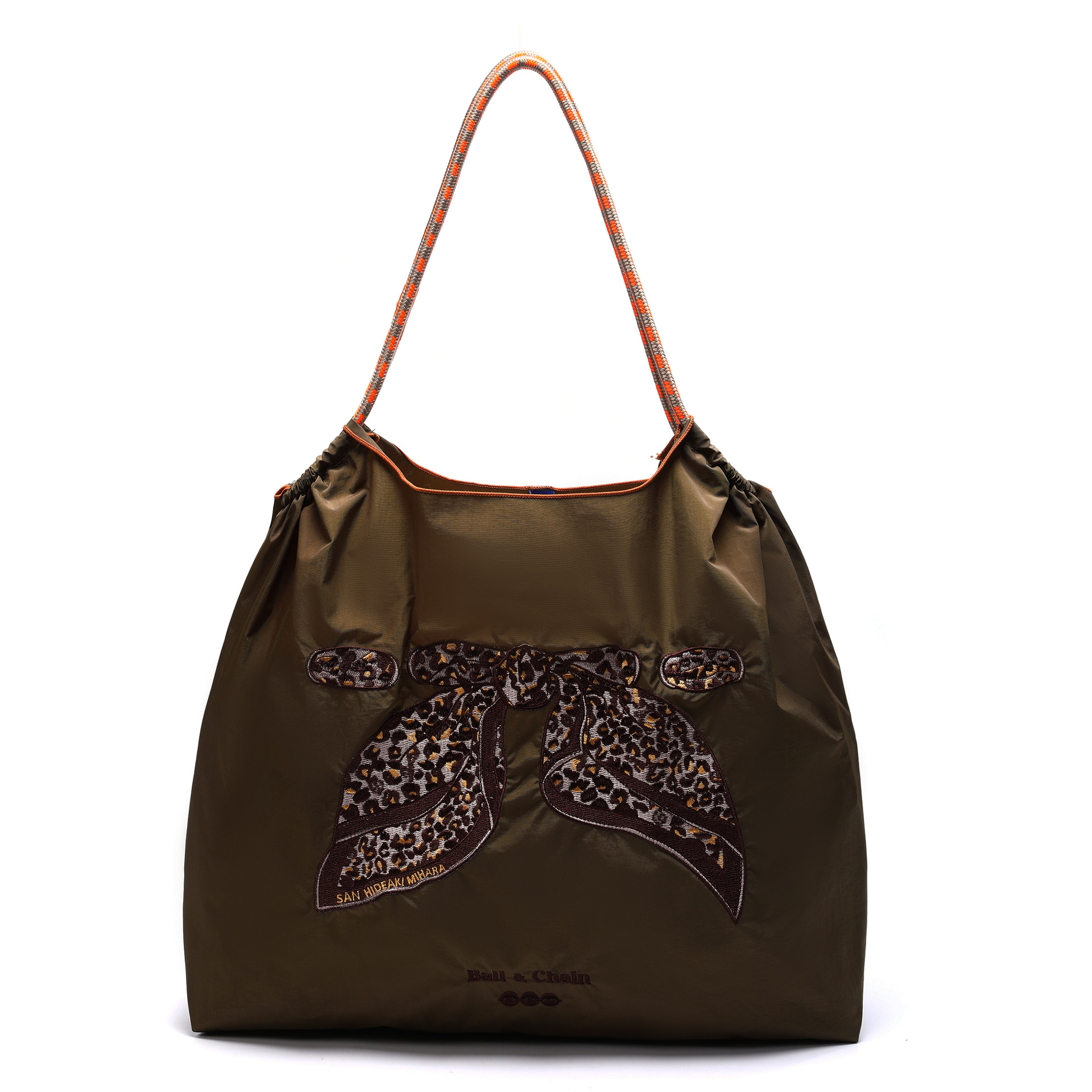 올리브 그린 레오파드 프린트 리본