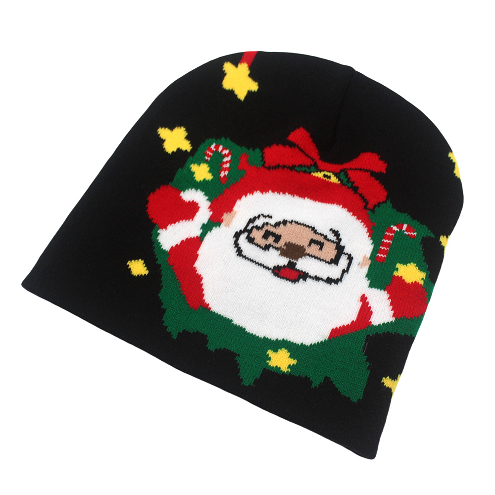 Nuovo Natale per la decorazione autunnale e invernale, caldo cappello lavorato a maglia, cappello di lana con renna di Babbo Natale_voghion.com