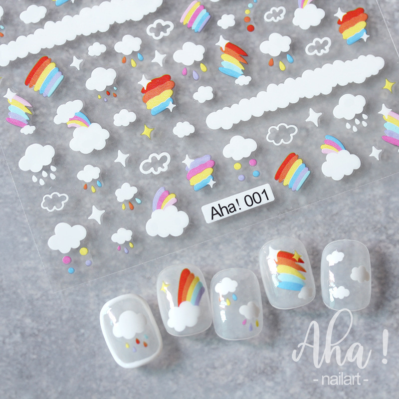 New ins Style Cute Fresh Rainbow Clouds Nail Decals Cartoon Animal Girl Nail Art Stickers
